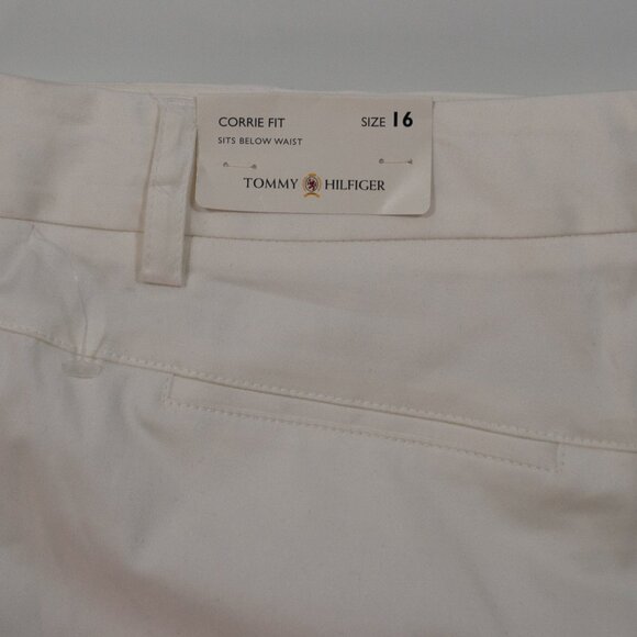 NEW Y2K Tommy Hilfiger Capri Pants Womens 16 Ivory Corrie Fit Stretch PP16X - Picture 3 of 6